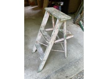 Small Vintage Painters' Ladder Painted Pink And Green