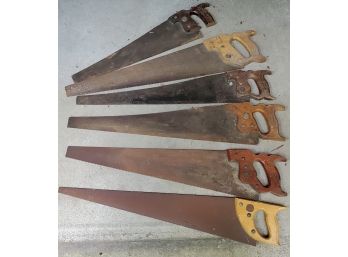 Rustic Tools - Antique & Vintage Metal Hand Saws - With Carved Handles - Superior & Henry Disston & Sons, USA