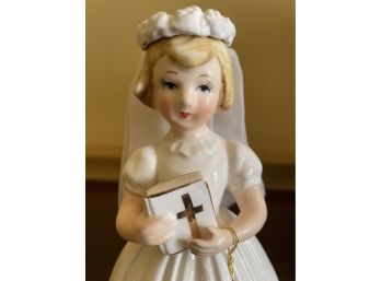 Musical And Dancing Spinning Porcelain First Holy Communion Girl Doll