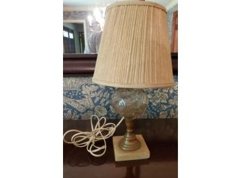 Antique Converted To Electric Oil Lamp - Brass Pedestal & Marble Base - It Is Working