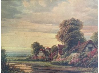 Large Vintage Framed Dutch Colonial Landscape Print