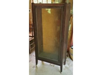 Antique Oak Cabinet With Glass Door, No Shelves Currently - Has Some Of The Support Clips