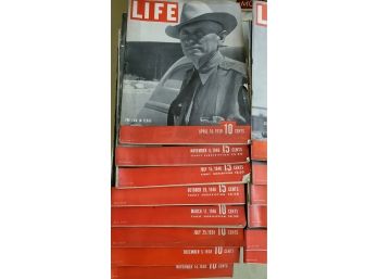 22 Vintage Life Magazines 1938 - 1946 Includes WW II Era (pre & Post).Excellent Advertisements,Photos, Stories