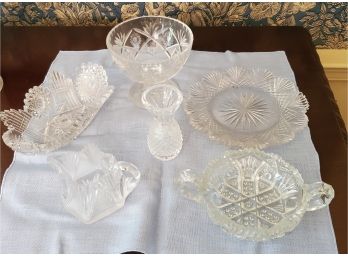 Treasure Lot Of Six Cut Glass & Crystal Items