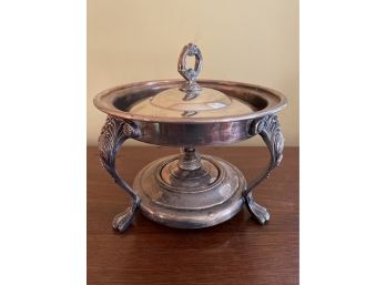 Silver Plate Chaffer Serving Tray With Built-In Sterno Flame