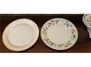 Two Serving Platters - Lenox Eternal USA & Faberware English Garden 225A