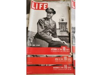 12 Vintage WW II Era Life Magazines -Actor (colonel) Jimmy Stewart, General MacArthur Japan Surrenders B-29s