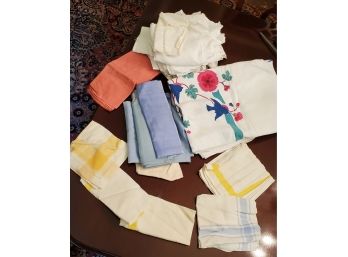 Vintage Lot Of Colorful Assorted Types Of Linens