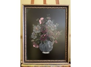 Vintage Glittery Flower Framed Painting Print