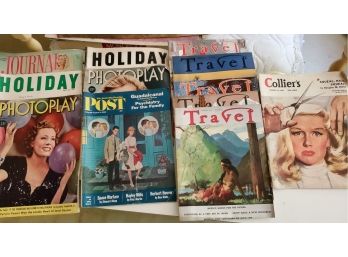 Lot Of 12 Vintage Magazines 1940s - 1960s. Photoplay, Post, Travel, Holiday, Journal, Collier's