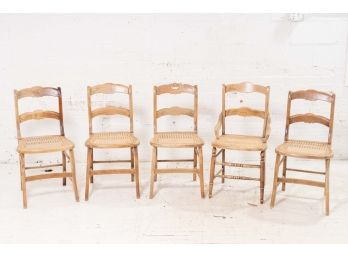 Set Of Five Caned Seat Chairs