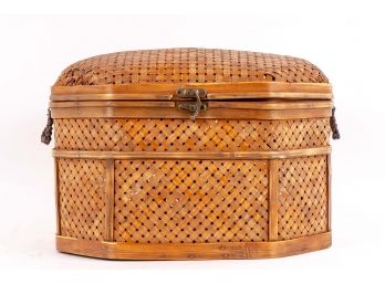 Split Bamboo Basket With Hinged Lid