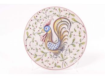 Portuguese Andora Agueda Hand-painted, Signed Charger With Rooster Design