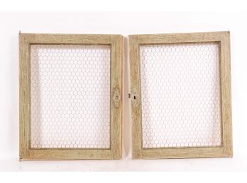 Pair Of Antique Cabinet Doors With Chicken Wire