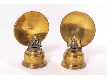 Pair Of Hornet Brass Kerosene Lamps