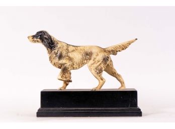 Painted Bronze Hunting Dog Statuette