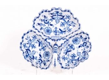 Antique Meissen Blue & White Tri-Formed Porcelain Serving Dish