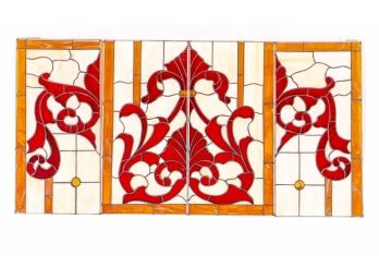 Four Panels Of Leaded Stained Glass