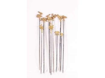 Collection Of Skewers With Brass Animal Form Handles