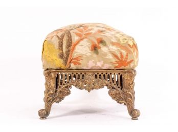 Footstool With Gilt Wood Base