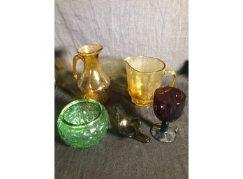 5 Piece Color Glassware Lot