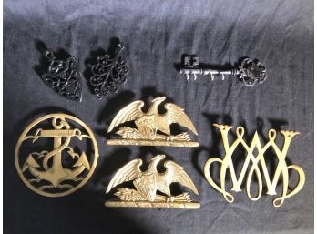 Lot Of Seven Brass And Iron Trivets