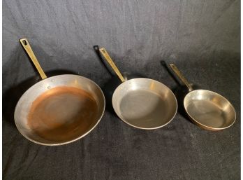 3 Piece Solid Copper Skillet Pan Set