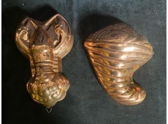 Antique Copper Molds, Lobster & Cornucopia