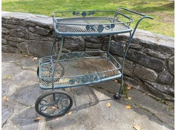 Wrought Iron Rolling Patio Serving Cart