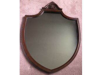 Mahogany Shield Mirror With Feather Crest