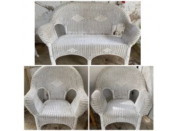 3 Piece Wicker Set, 2 Person Love Seat And 2 Chairs