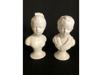 Pair Of Child Boy & Girl Busts