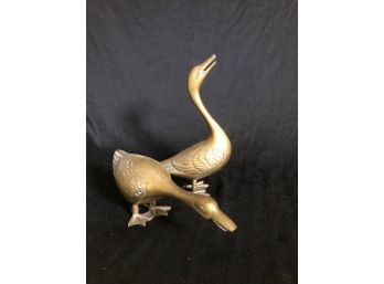 Pair Of 9.5 In Heavy Brass Ducks