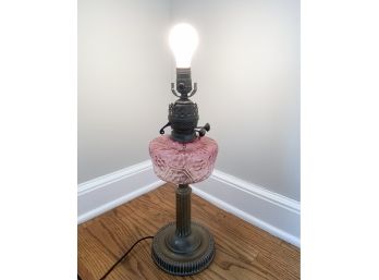 Vintage Pink Glass Table Lamp