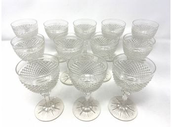 Vintage Diamond Point Wine Glasses- Set Of 12