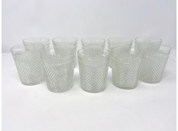 Diamond Point Glass Tumblers, Set Of 10