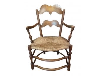 Vintage Wooden Armchair With Rush Seat