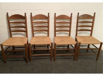 Vintage Wooden Ladder Back Chairs- Set Of 4