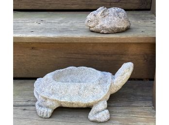 Vintage Tortoise And Hare Garden Statues