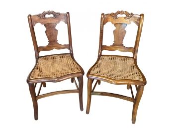 Vintage Fiddleback Chairs With Caned Seats