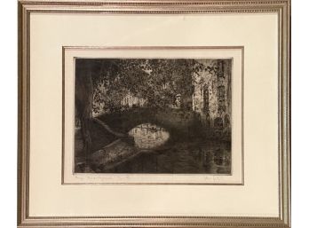 Albert Goethals Limited Edition Signed Belgian Etching - Pont  De Lhydromel