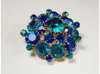 Show Stopper--- Very Pretty Giant Blue Stone Pin Made In Austria