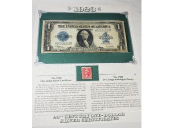 1923 Horse Blanket Dollar Funny Back Bill With History And Stamp (Last Large Size Note)