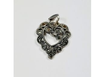 Sterling Silver Marcasite Heart Pendant