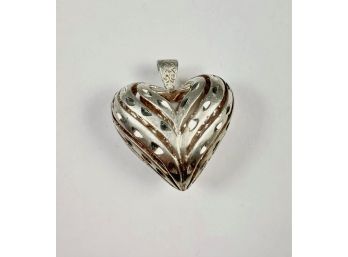 Unique Sterling Silver Hollow Puffed Heart Pendant