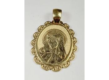 18K Solid Gold Madonna Mary Pendant (3.8 Grams)