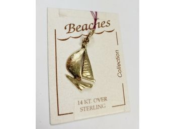 Beaches 14kt Gold Over Sterling Silver Sail Boat Pendant