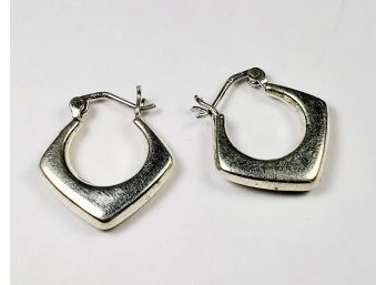 Modern Sterling Silver Square Hoop Earrings