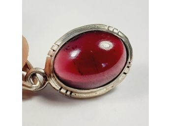 Vintage Sterling Silver Red Stone Pendant