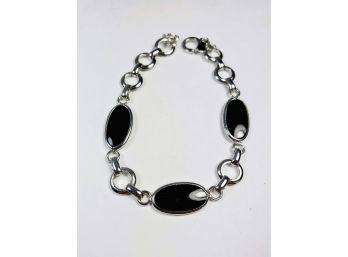 Sterling Silver Black Onyx Stone Bracelet